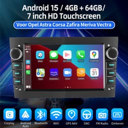 ESSGOO Android 15 Autoradio Geschikt Voor Opel Astra H Corsa C/D Meriva Zafira B - 4GB + 64GB - Draadloos Apple Carplay & Android Auto - 7-inch Touchscreen - GPS-Navigatie - Bluetooth & Wifi — thumbnail 5