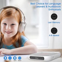Draagbare cd-speler met Bluetooth –Draagbare Bluetooth-cd-speler met USB-C-snelladen – Ultradun en compact – Ondersteunt MP3/WMA-formaten – voor onderweg – thuis en op de camping -Roze — thumbnail 3