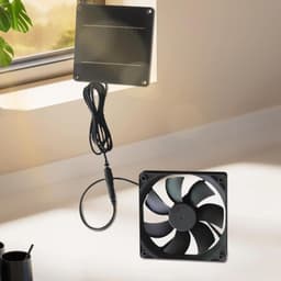 Ventilator op zonne-energie - Zonneventilator Afzuiger - Ruimtes Ventileren - Intelligente Thermische Regeling - 15 x 15 cm - Zwart — thumbnail 3