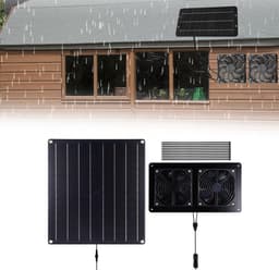 Zonneventilator Uitlaat - Zonne-afzuiger Ventilator - Ventilatie Buitenruimte - Krachtig 20W Zonnepaneel - 69.6 CFM Luchtstroom - Zwart — thumbnail 4