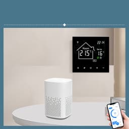 Wi-Fi slimme thermostaat – Watergedragen vloerverwarmingsregelaar – Bediening op afstand via mobiele telefoon – Energiebesparende functie met één druk op de knop – LCD-touchscreen – Witte achtergrondverlichting – 16A — thumbnail 4
