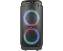 Qonos Bluetooth Speaker Partybox - Draadloos - 1 Microfoon - LED Verlichting - Karaoke - Radio - 120W - Zwart