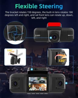 SnelShoppen - 4-kanaals 360° Auto Dashcam - 1080p Voor- en Achtercamera - 2 Inch Scherm - Verstelbare Zijcamera's - IR Nachtzicht - Loop-opname - G-se — thumbnail 3