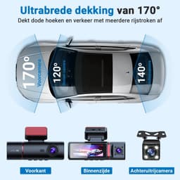SnelShoppen - 4K Dashcam Auto - 3-in-1 Voor-en Achtercamera - WiFi & GPS - 3.5" Scherm - G-Sensor - Parkeerstand - Loopopname - 170° Breedhoeklens — thumbnail 2