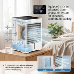 Mini Air Cooler - Persoonlijke Koeler - Persoonlijke Koeling - Gradiënt Koeling - 470ml Tank - Wit — thumbnail 2