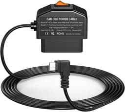 SnelShoppen - Dash Cam OBD Hardwire Kit voor 12-24V naar 5V/3A met Laag Voltage Bescherming, 24-Uur Parkeer Monitoring, ACC Modus voor Dashcam en GPS — thumbnail 1