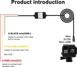 SnelShoppen - Dash Cam ACC Hardwire Kit - Mini USB Step-Down Kabel 12V-24V naar DC 5V 3A - Auto Dash Charger Power Cord 3.5m voor GPS en Tachograaf — thumbnail 5