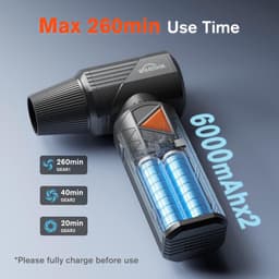 Elektrische Luchtblazer Pro – 500.000 RPM Brushless Motor – 100 Standen – 12.000mAh Accu – USB-C Snelladen – 4 Sproeiers – Voor PC – Auto & Huishouden – Zwart — thumbnail 4