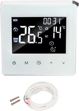 Digitale Thermostaat - Temperatuurregelaar Vloerverwarming - Energie Besparen - Programmeerbaar LCD Scherm - 89x86mm - Wit — thumbnail 4