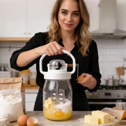 Handmixer Menggereedschap - Keuken Accessoire - Zelf Boter Maken - Hittebestendige Glazen Pot - 1500 ml Capaciteit - Meerkleurig — thumbnail 4