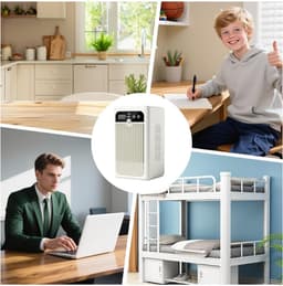 Mobiele Airco en Mini Luchtkoeler met 500ml Watertank - Kleine Aircooler met 2 Standen - Fluisterstille Tafelventilator met Waterverneveling voor Slaapkamer, Thuiskantoor en Camping - Wit — thumbnail 5