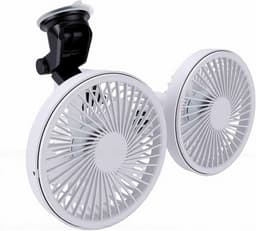 Autokoeler Dubbele Kop - Auto Ventilator - Rijcomfort Verhogen - 360 Graden Verstelbaar - 30x14x9 cm - Wit — thumbnail 3