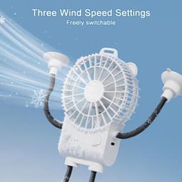 Tafelfan Robot - Persoonlijke ventilator - Verkoeling Bureaublad - Zuignap Bevestiging - 16.7W x 5H cm - Wit — thumbnail 2