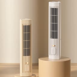 Bladeless Torenventilator - Stille Bureauventilator - Persoonlijke Koeling - Dubbele Plaatsmodi - 31 x 6.5 cm - Wit — thumbnail 1