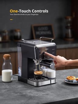 Espressomachine - Koffiezetapparaat - Thuis Barista - Automatische Melkopschuimer - 15 Liter Tank - Zwart — thumbnail 2