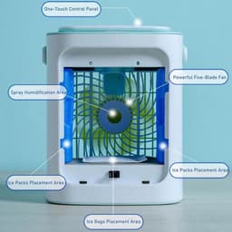 Draagbare Airco Fan - Verdampingskoeler Mini - Persoonlijk Comfort - Stille Werking - 7 Kleuren Licht - Wit — thumbnail 3