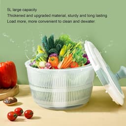 Salade Spinner - Groente Droger - Snel Salade Maken - Multifunctioneel Vergiet - 5 Liter - Blauw — thumbnail 5