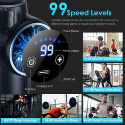 Mini-massagepistool - Zwart - Draagbaar - Met LCD-touchscreen en 8 massagekoppen - Voor Spieren en Ontspanning — thumbnail 2