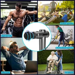 Massagepistool - Spierontspanning - Herstel na sport - 8 koppen 99 snelheden - 13 mm diep - Grijs — thumbnail 4