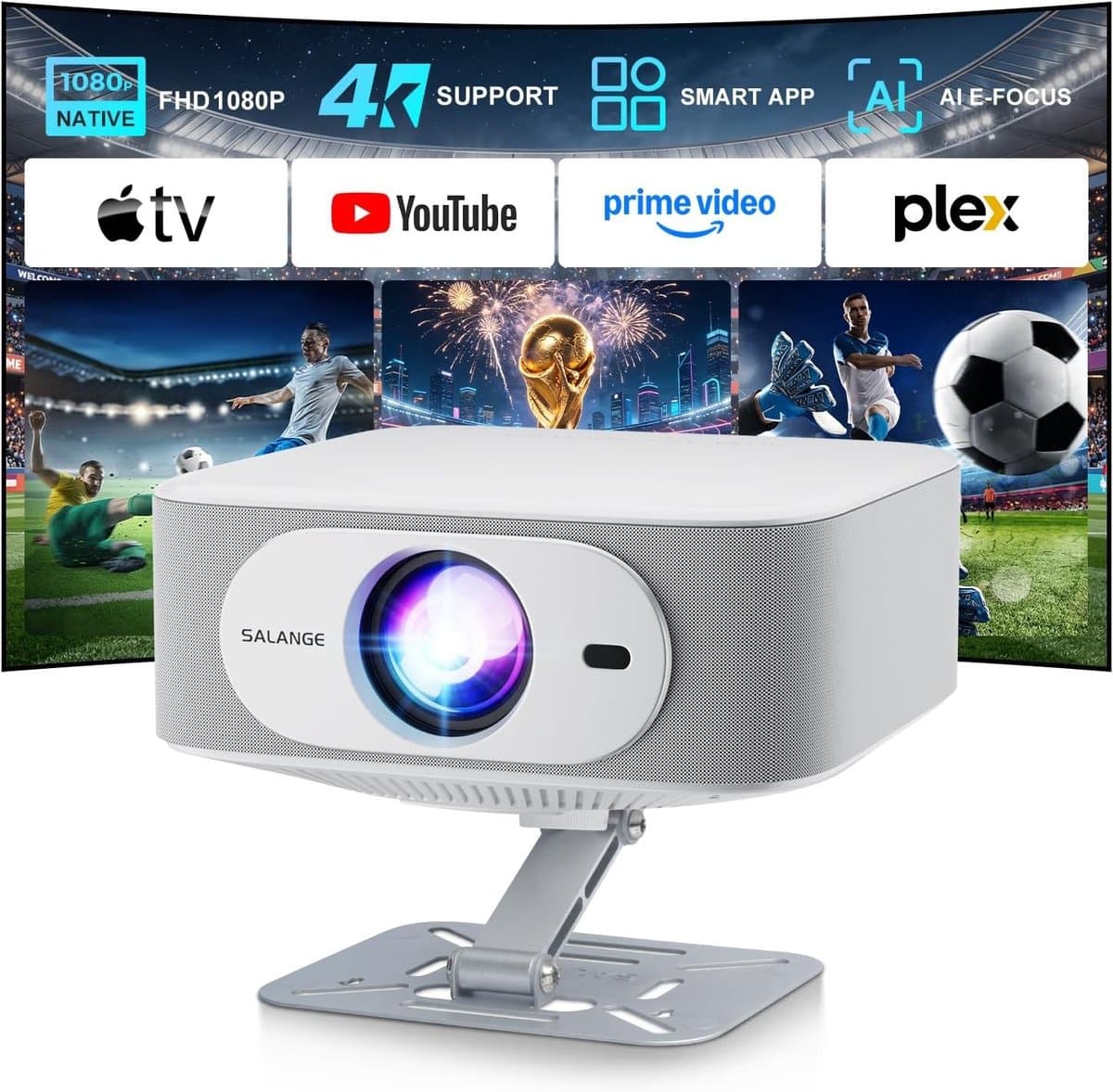 Draagbare Projector - Wit - Ondersteunt 4K Resolutie - Android 14.0 - Voor Thuis en Buiten — afbeelding 1