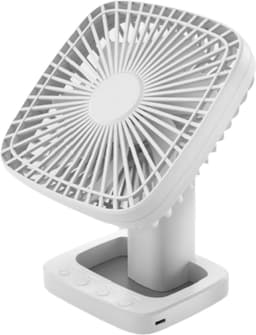 Draagbare bureauventilator, USB-oplaadbaar, 4 snelheden, met timerfunctie en batterij-indicator, ideaal voor thuis, kantoor en op reis — thumbnail 1