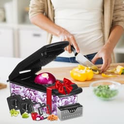 Groente Hakker - Keuken Gereedschap - Maaltijd Voorbereiding - 18-in-1 Functies - 33.4 cm Lengte - Zwart — thumbnail 3