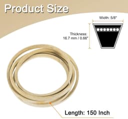 Riem Grasmaaier Dek - V-snaar Grasmaaier - Gazon Onderhoud - Aramidevezel Materiaal - 150 Inch Lengte - Grijs — thumbnail 5