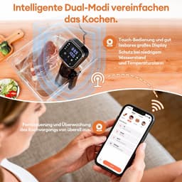SnelShoppen - Sous Vide Stick Culinaire Draadloze Precisiegarer 1100W WIFI Temperatuurregeling 40-90 °C Touch-Bediening Keuken Koken — thumbnail 3
