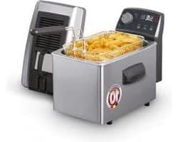 Frituurpan - Friteuse - Thuis Frituren - Uniek Design - 3 Liter - Zwart Zilver