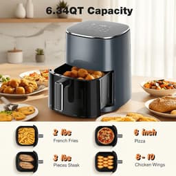 Airfryer met Venster - Heteluchtfriteuse Vierkant - Gezond Koken - Doorzichtig Kookvenster - 6.34 Liter - Grijs — thumbnail 4