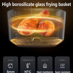 Luchtfriteuse - Olievrije friteuse Heteluchtoven - Gezond Koken - Panoramisch Zicht - 6 Liter - Zwart — thumbnail 4