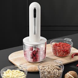 Elektrische Keukenmachine - Knoflookhakker Mini - Snel Ingrediënten Hakken - Draadloos USB-oplaadbaar - 400 ml kom - Wit — thumbnail 3