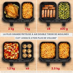 Airfryer Dubbele Mand - Heteluchtfriteuse Dubbele Airfryer - Gezinsmaaltijden Bereiden - Synchroon Koken - 11 Liter - Zwart — thumbnail 2