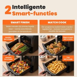 Dubbele Heteluchtfriteuse - Airfryer XL - Gezond Koken - Twee Verticale Kamers - 11 Liter - Zwart en Zilver — thumbnail 2