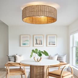 COVREO Plafondlamp met ventilator 50x50x20 cm koper - rotan en kunststof - app en afstandsbediening — thumbnail 3