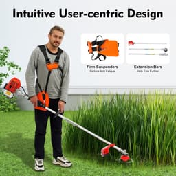 Benzine Bosmaaier - Multitool Grasmaaier - Tuinonderhoud - 4-in-1 Functionaliteit - 25 cm Snijbreedte - Rood Wit Zwart — thumbnail 4