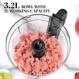 SnelShoppen - Multifunctionele Keukenmachine 1100 W met 3 Snelheden, Pulsfunctie, 3,2L Hakmolen, 1,5L Mixer, Kneedmachine, Citruspers, Rasp en Omkeerb — thumbnail 4