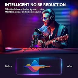 Professionele USB-condensatormicrofoon voor pc – inclusief statief en plopkap – Plug & Play – compatibel met pc, laptop, PS4/5 – ideaal voor streaming, podcasts en YouTube — thumbnail 4