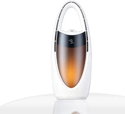 Bladloze koelventilator met nano– ideaal voor de nacht en warme dagen | 13-inch oplaadbare, stille tafelventilator voor babykamer, slaapkamer, kantoor en studentenkamer | 9 snelheden, oscillerend, nachtlampje en 9-uurs timer（Wit） — thumbnail 1