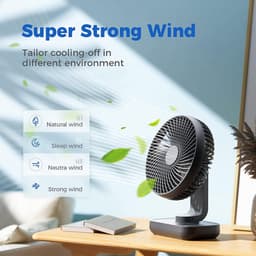 Tafelventilator 4000mAh – Draadloos en Stil – 4 Snelheden – Oplaadbaar – Kantelbaar – Zwart — thumbnail 4