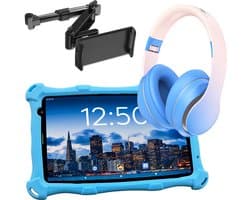 AngelTech Luxe OnderwegPakket PRO MAX – Kindertablet PRO MAX Blauw + Kinderkoptelefoon + Tablethouder - Android 15 - Kindertablet Vanaf 3 Jaar – Kinder Tablet – Kids Tablet - Tablet voor Kinderen