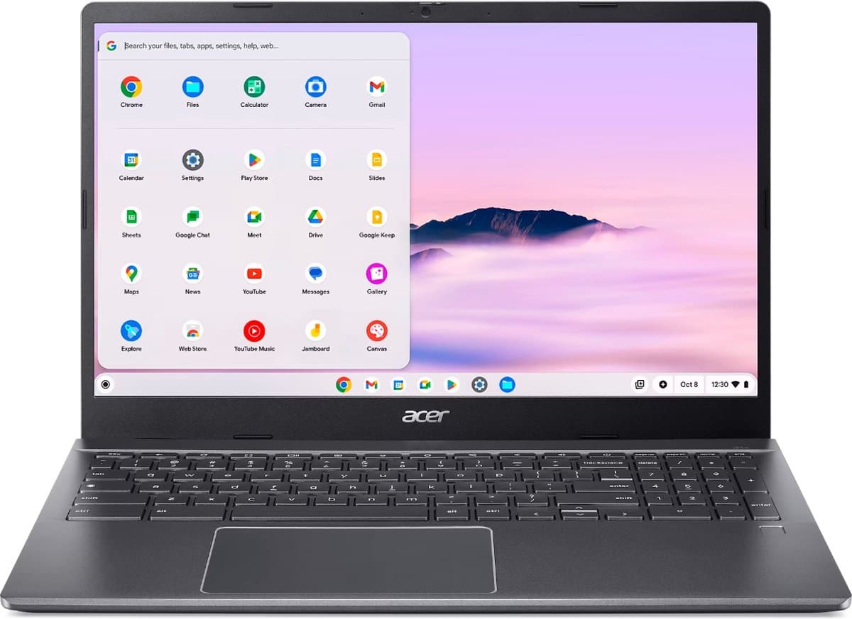 Acer Chromebook CBE595-2T-55NF Intel Core 5 120U 39,6 cm (15.6") Touchscreen Full HD 8 GB LPDDR5x-SDRAM 256 GB SSD Wi-Fi 6E (802.11ax) ChromeOS Grijs — afbeelding 1