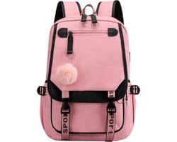 Meisjes School Student Schooltas Outdoor Rugzak Met Usb-Oplaadpoort, Roze - Luxe Rugzak - Schooltas - Rugzak - Rugtas - School - Meisjes - Jongens - Tieners - Boekentas - Rugzak Meisje - Rugzakken - Rugtas Voor Kinderen - Waterdicht - Laptop Rugtas