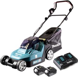 Makita DLM 382 PG2 accu grasmaaier 36 V ( 2x 18 V ) 38 cm 40 l + 2x accu 6.0 Ah + dubbele lader — thumbnail 3