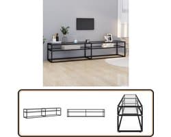 vidaXL Tv-meubel 200 cm - Glas & Staal - Zwart Televisie Kast - Tv Meubilair - Mediabox - Vitrinekast - Opbergkast