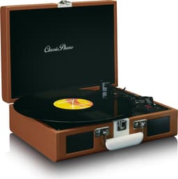 Classic Phono Retro Platenspeler - Vinyl Koffer met Bluetooth en ingebouwde Speakers - Auto-stop - TT-120BNWH - Bruin — thumbnail 5