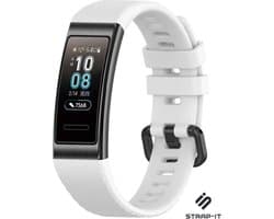 Siliconen Smartwatch bandje - Geschikt voor Huawei band 3 / 4 Pro silicone band - wit - Strap-it Horlogeband / Polsband / Armband