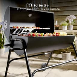 Grote Verrijdbare Cilinder BBQ op Wielen met Verstelbare Ventilatieroosters - Houtskool Barbecue - Houtskoolbarbecue - Cilinder — thumbnail 5
