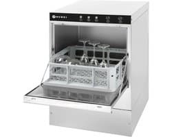 HENDI Glazen vaatwasser – elektronische bediening – roestvast staal – afvoerpomp – 40x40 cm