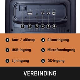 Lenco Bluetooth Speaker - Draadloze Party Speaker met Verlichting en Microfoon - PA-101BK - Zwart — thumbnail 3